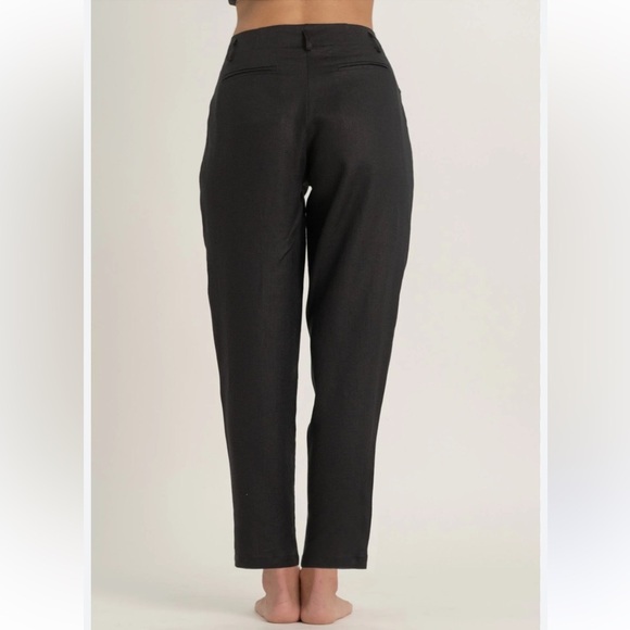 Luxmii Piega 100% Linen Pleated front Trouser in Black sz XS - Picture 2 of 10